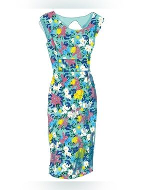 NWOT J. Peterman Modern Vintage Mint Floral Sheath Dress Size 8 Garden Party